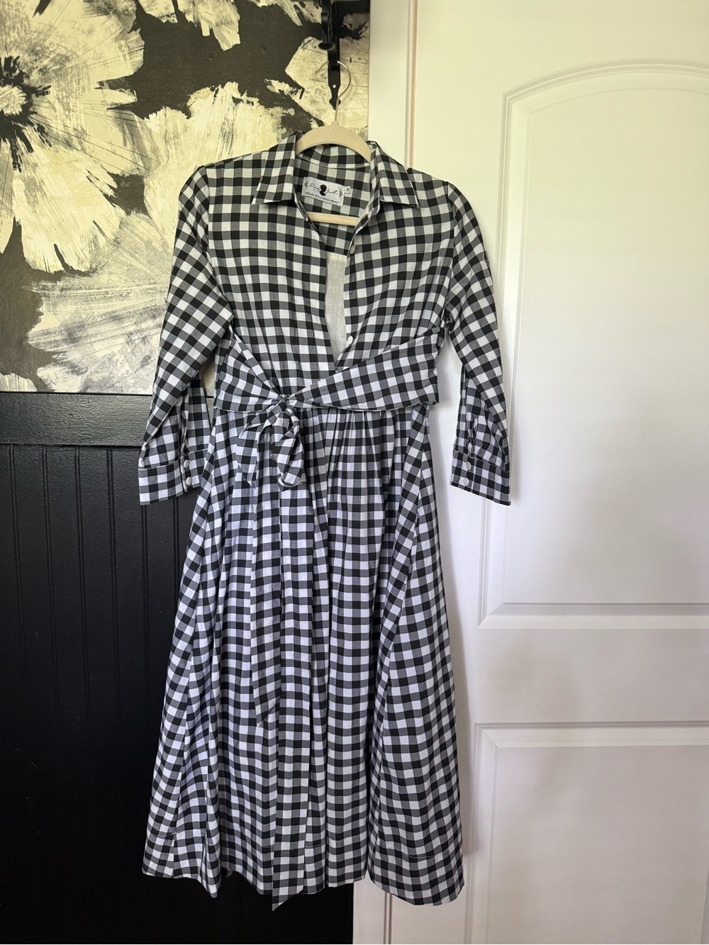 Dainty Jewells Black and White Gingham Midi Shirt Dress